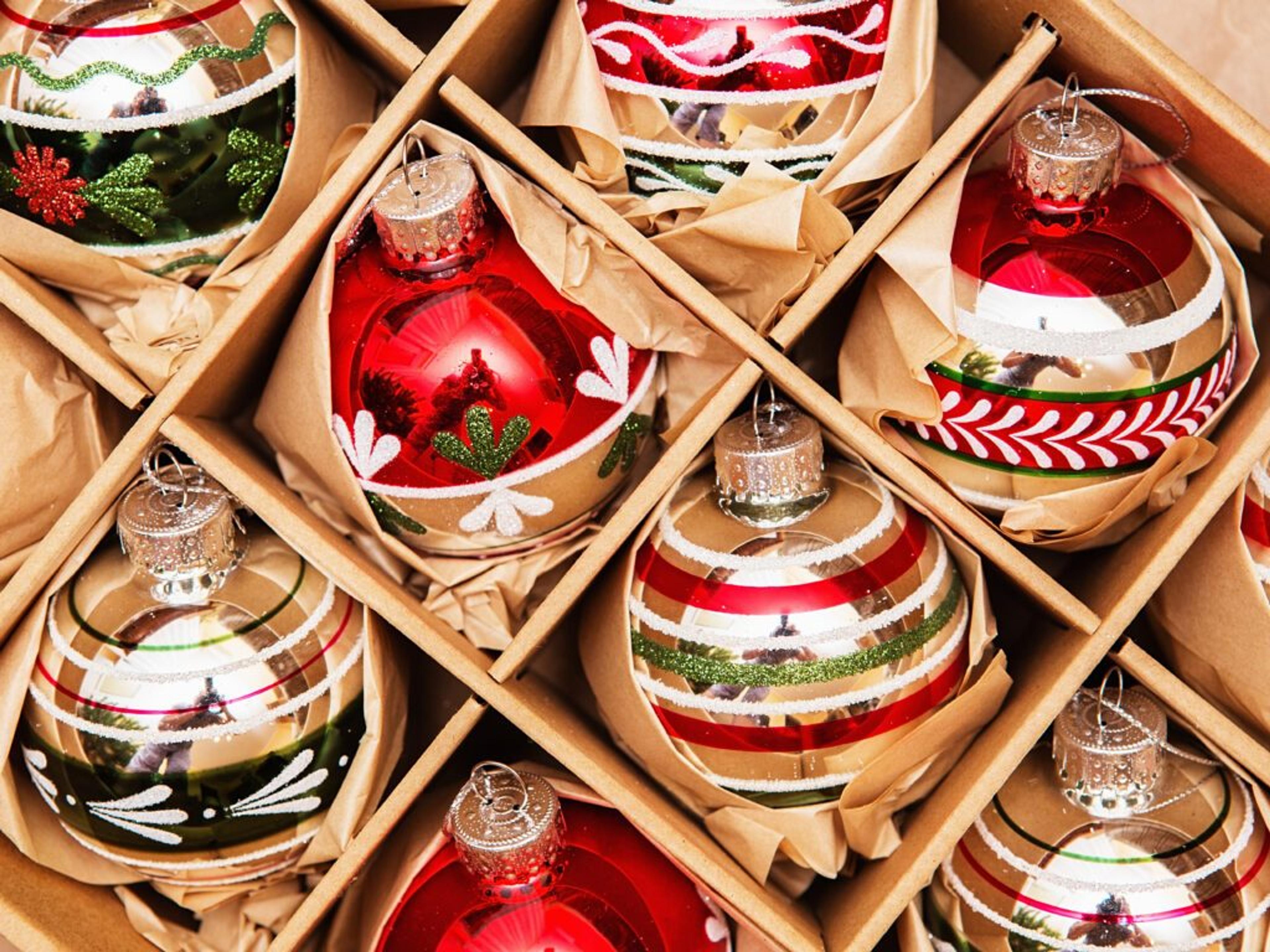 Christmas decorations packed up for storage