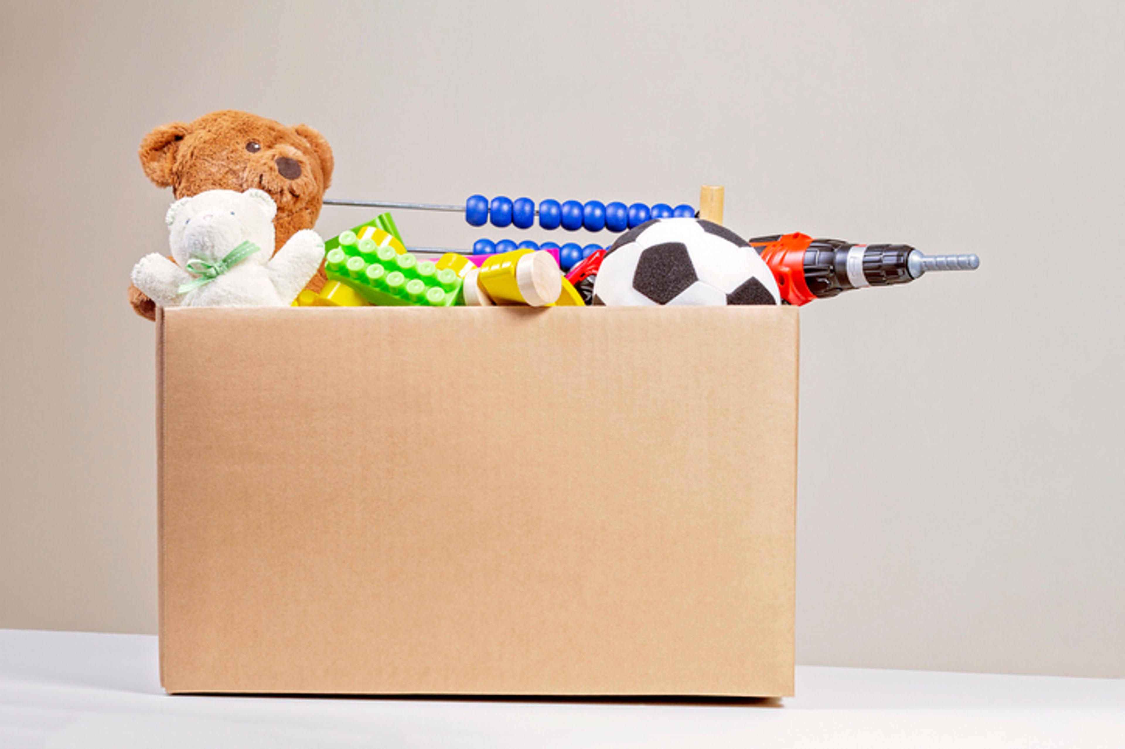 a donation box filled with toys