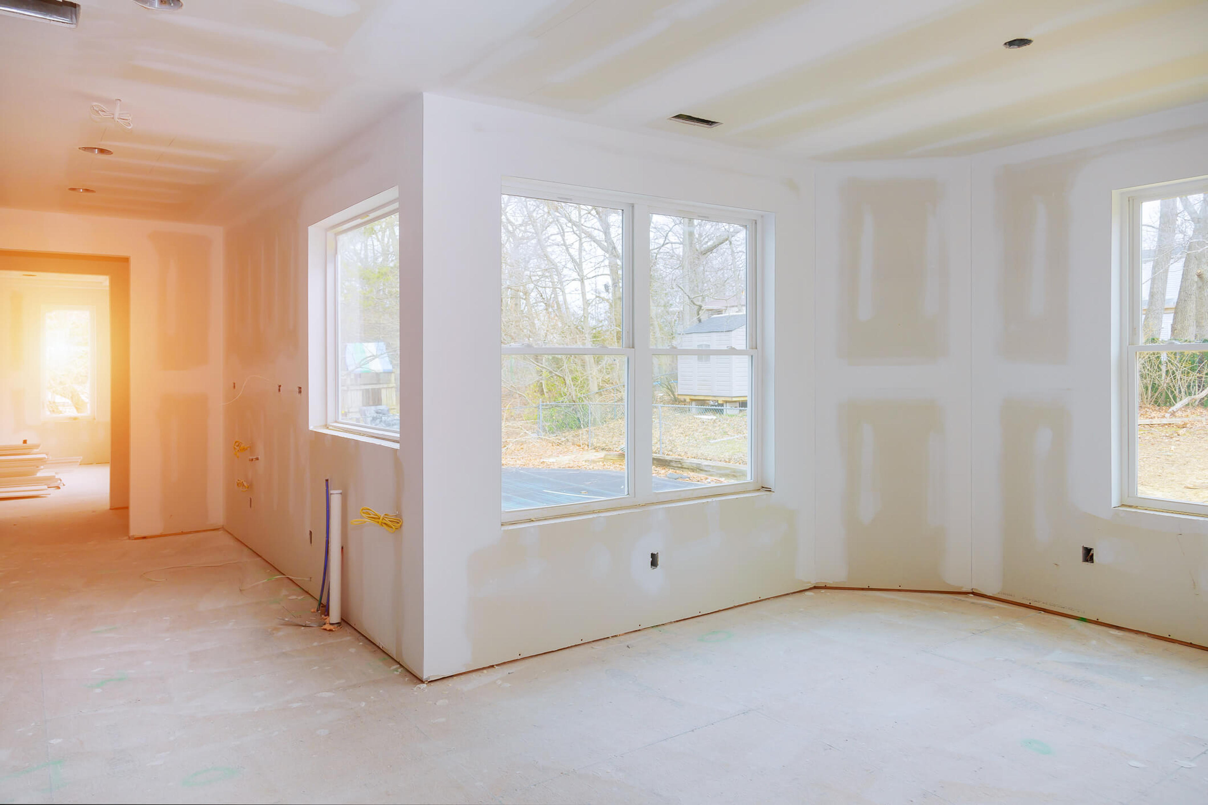 room that has been cleared out for renovation.