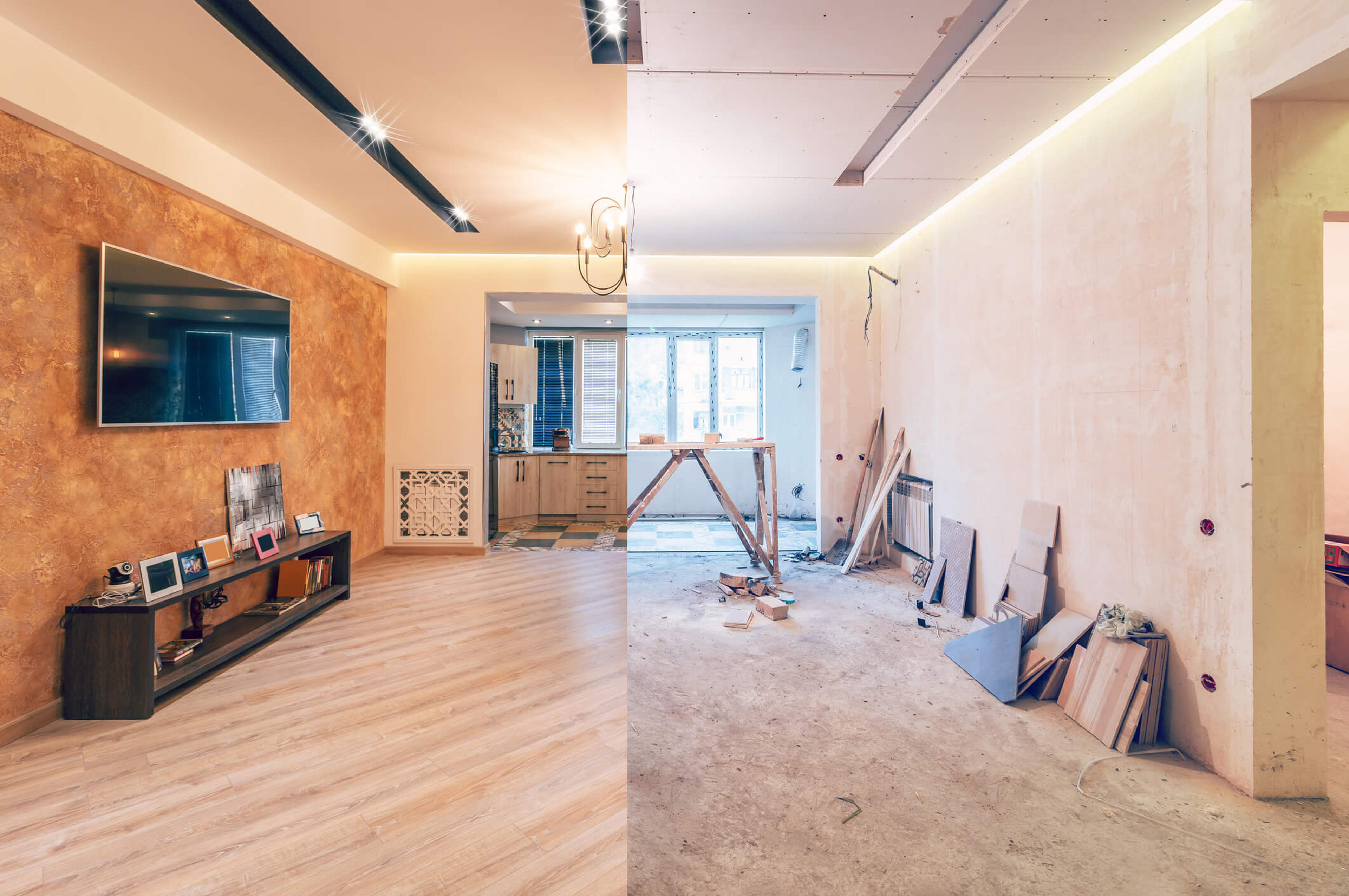 Before and after living room renovation