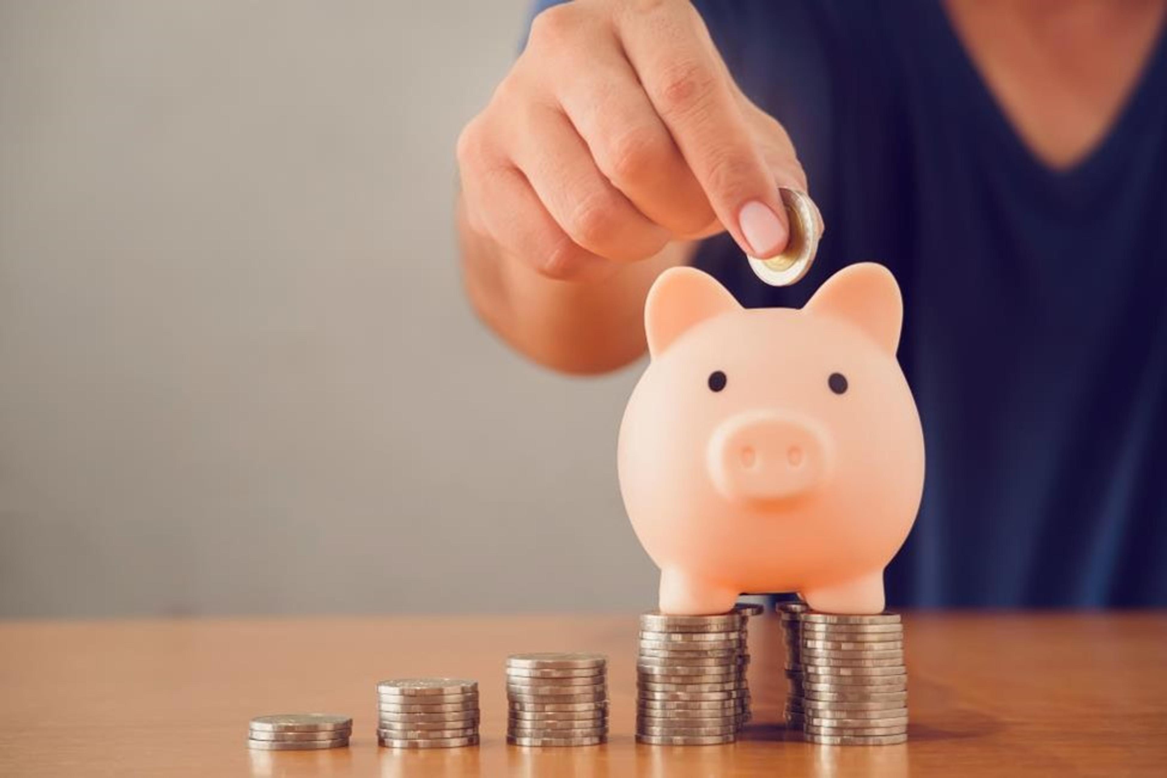 A person saving money
