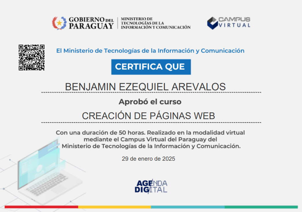 Certificado Creación de Páginas Web