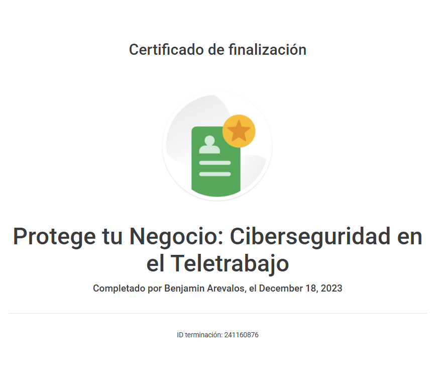 Certificado de Ciberseguridad en el Teletrabajo