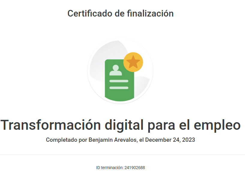 Certificado de Transformación Digital para el Trabajo