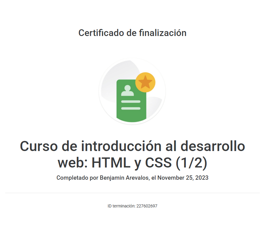 Certificado de Desarrollo Web 1