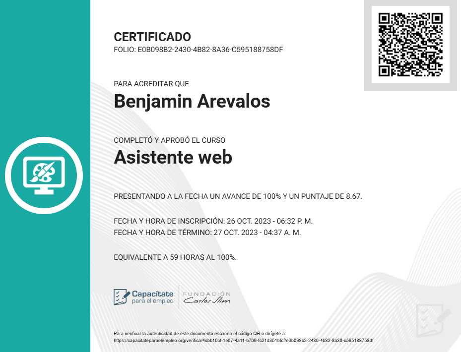 Certificado de Asistente Web