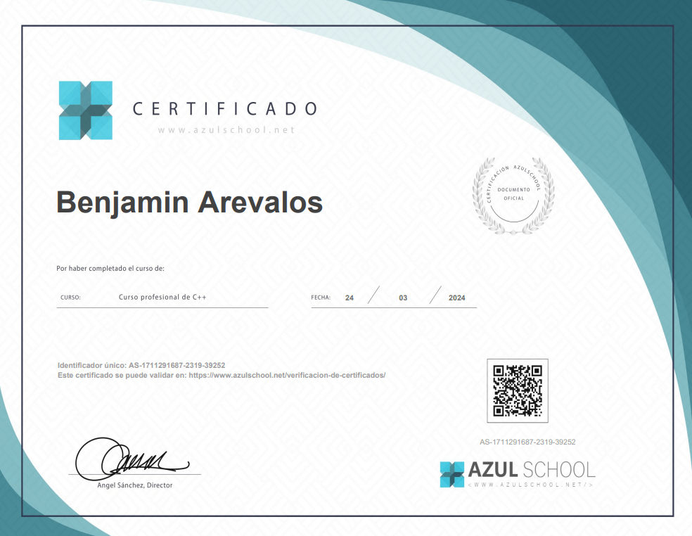 Certificado de Curso Profesional de C++