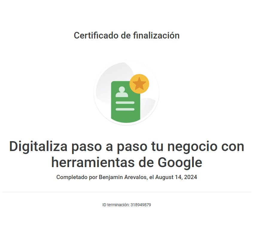 Certificado de Digitaliza tu Negocio