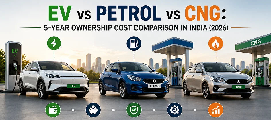 EV vs Petrol vs CNG: 5-Year Ownership Cost Comparison in India (2026)