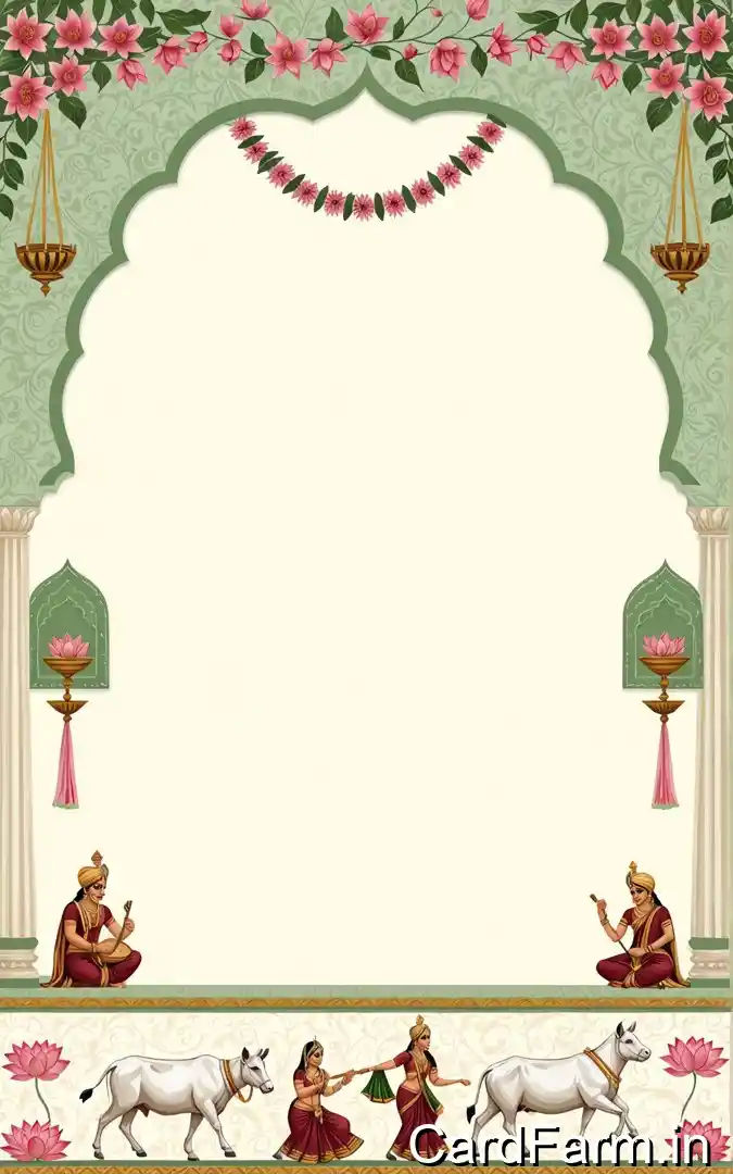 Henna and happiness mehendi ceremony invitation with traditional musicians, white cattle, pink flower garland, August 2025 Orchid Green Gardens Pune