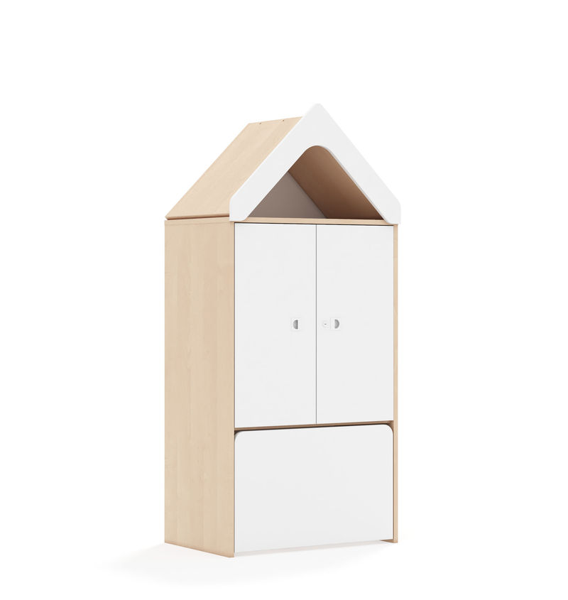 Regál BLOX Base 70 3P 2F2 s úložným boxem a stříškou — Barva korpusu: Bříza
