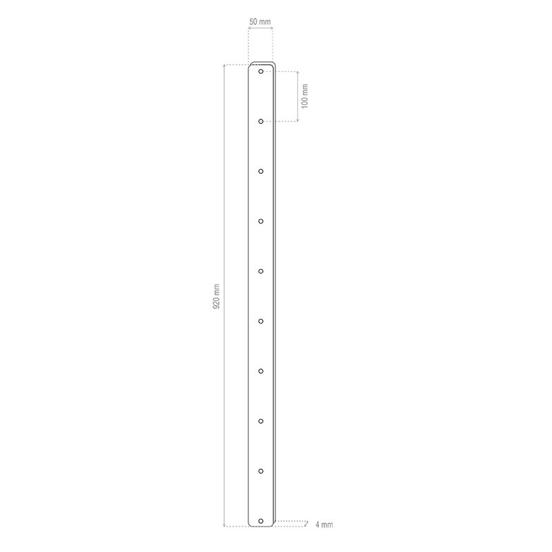 Dvoudílné prodlužovací lišty VESA 900 mm – pohled 2