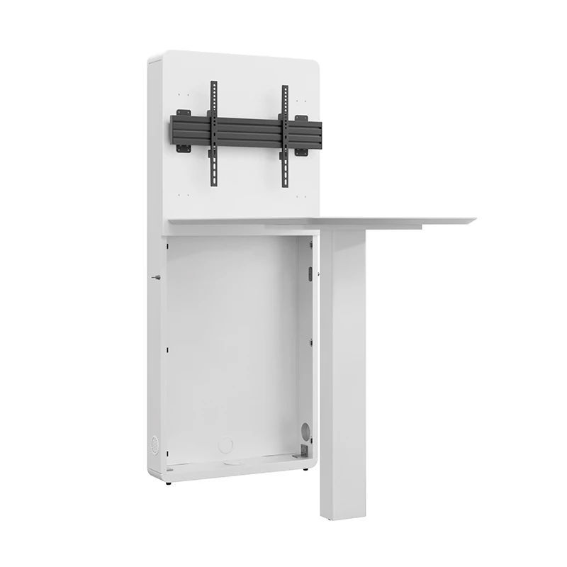 Mediální sloup s oporou o stěnu s konferenčním stolem CON-Line W Table 32–55″, nosnost 50 kg – pohled 2