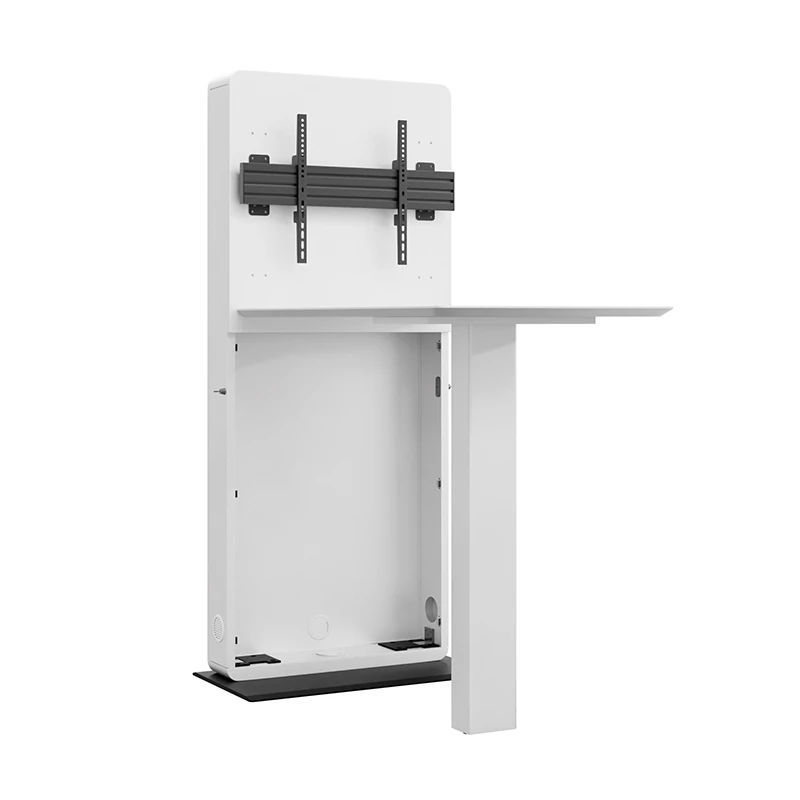 Volně stojící mediální sloup s konferenčním stolem CON-Line FS Table 32–55″, nosnost 50 kg – pohled 2