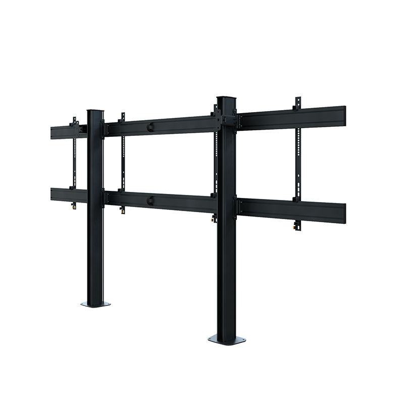 Podlahový stojan pro dva displeje s oporou o stěnu CPS Floor-Wall Dual 75–86″, nosnost 70 kg na displej – pohled 2