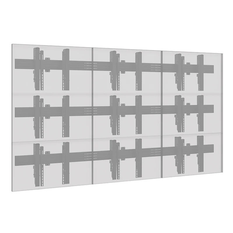 Výsuvný nástěnný držák videostěny CPS Videowall W3 × 3L 46–50″ Pop-Out, nosnost 40 kg na displej – pohled 2