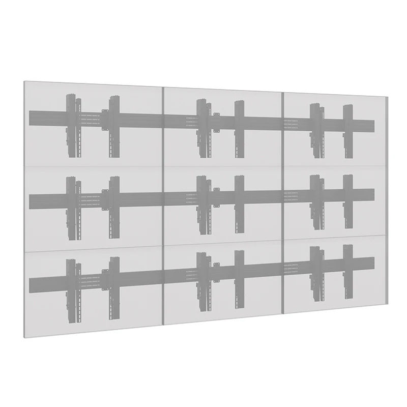 Výsuvný nástěnný držák videostěny CPS Videowall W3 × 3L 55″ Pop-out, nosnost 40 kg na displej – pohled 2