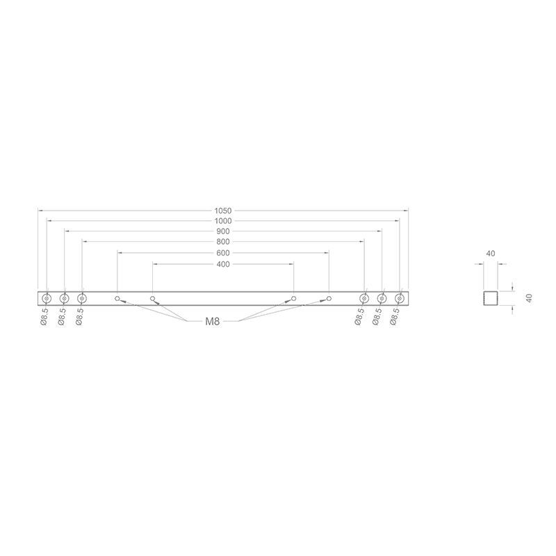 Prodlužovací montážní lišty VESA 1000 / 900 / 800 mm – pohled 2