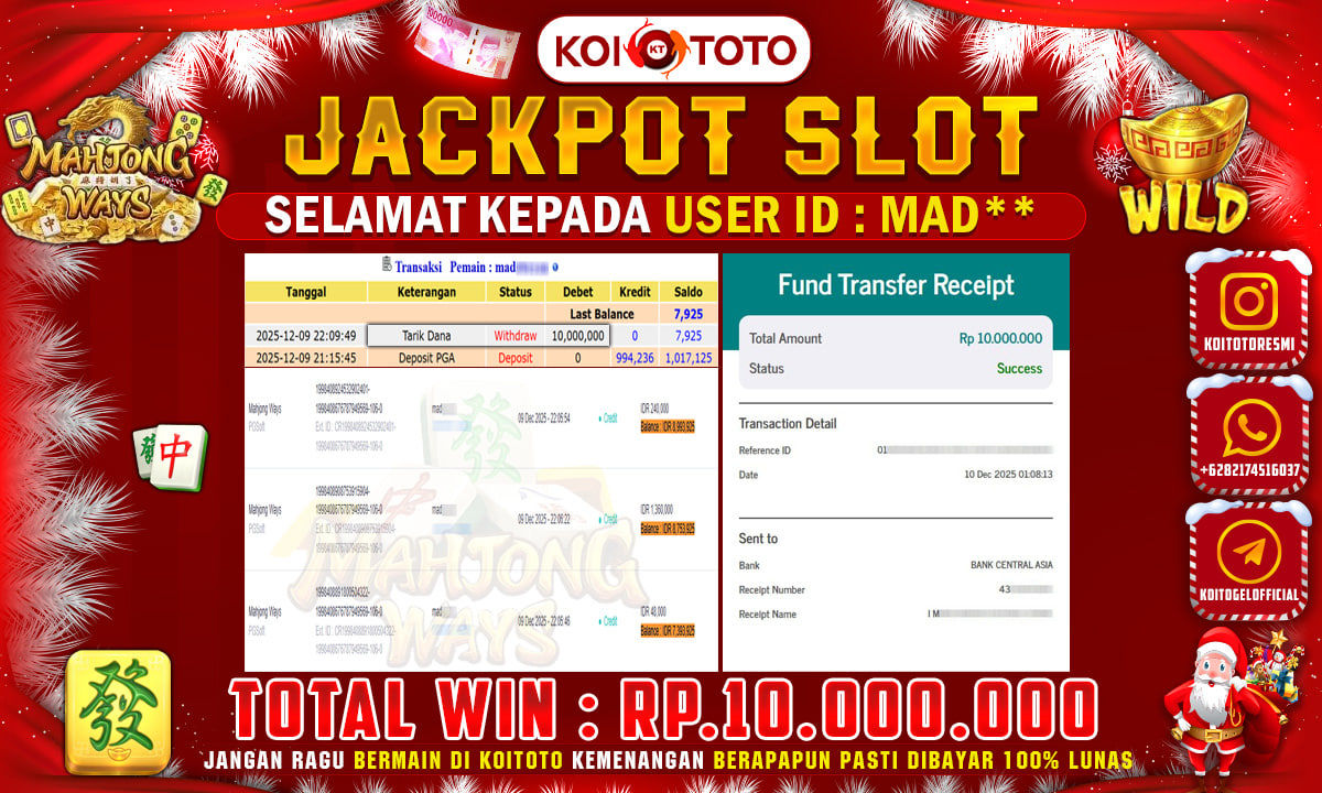 BIG WIN !! MENANG BESAR DI PERMAINAN MAHJONG WAYS SEBESAR RP 10.000.000 !!! KOITOTO LANGSUNG BAYAR LUNAS