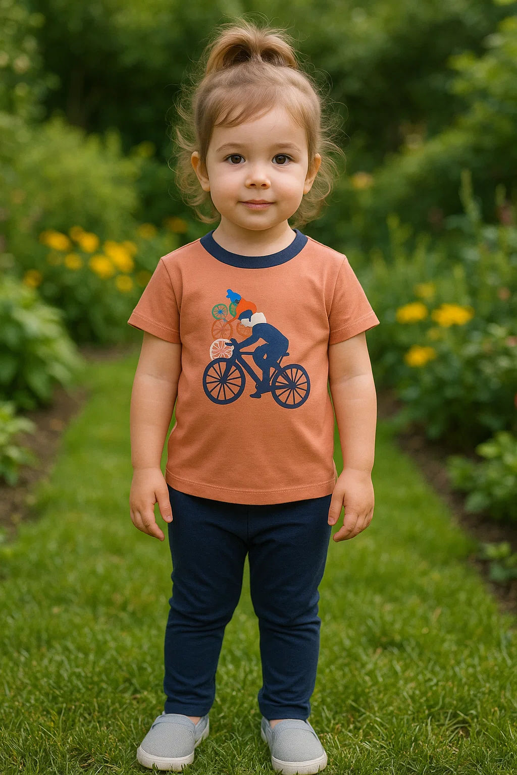 Speed Rider Girl TShirt With Blue Tights 