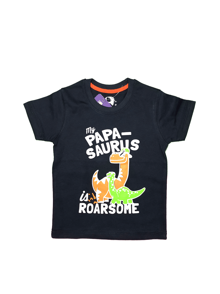 Papa Saurus Dinosaur Navy Blue TShirt