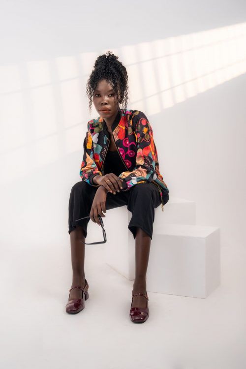 Art Deco Short Bomber Silk Jacket