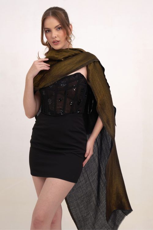The Royal Onyx Zari Shawl Scarf