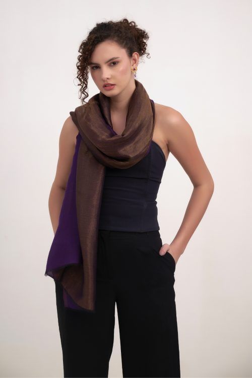 The Royal Amethyst Zari Shawl Scarf
