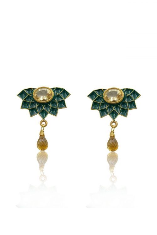 Divine Lotus Citrine Pendant Set