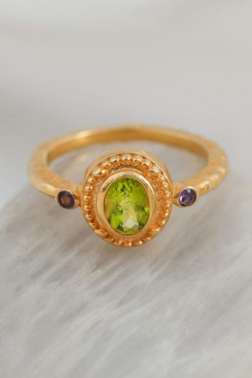 Regal Glow Amethyst Peridot Ring