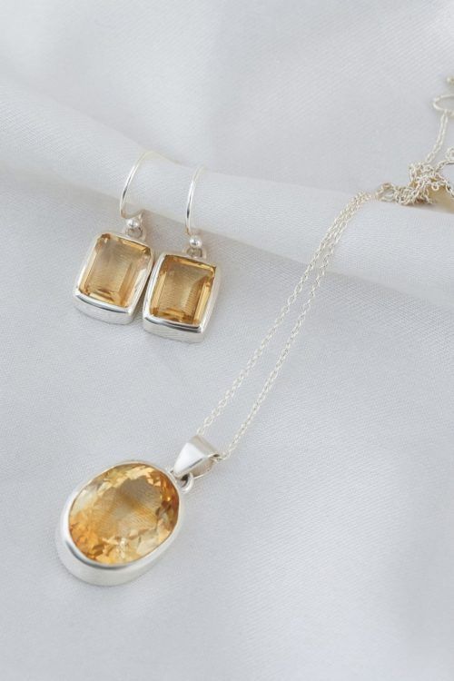 Citrine Elegance Pendant & Earring Set