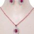Regal Sapphire Filigree Pendant Necklace Set - Pink Sapphire