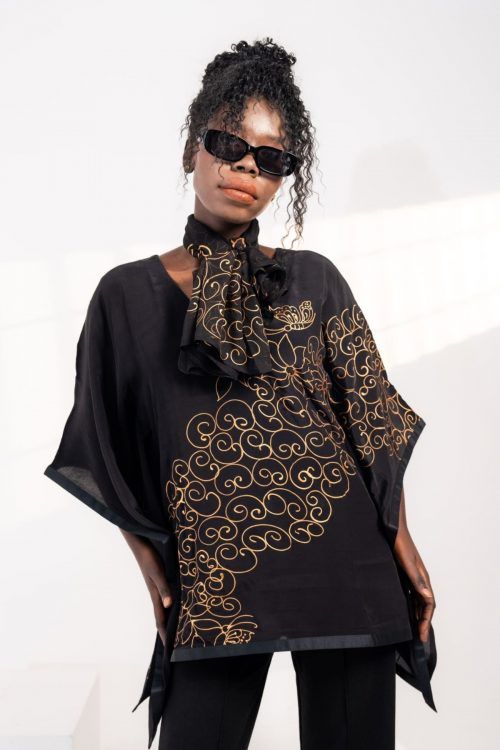 Golden Spiral Short Kaftan Dress