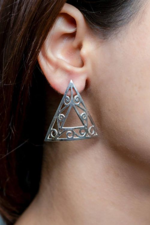 Vineleaf Triangular Sterling Silver Studs