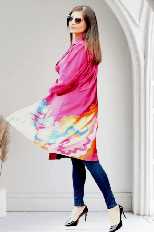 Twilight Sky Silk Long Jacket