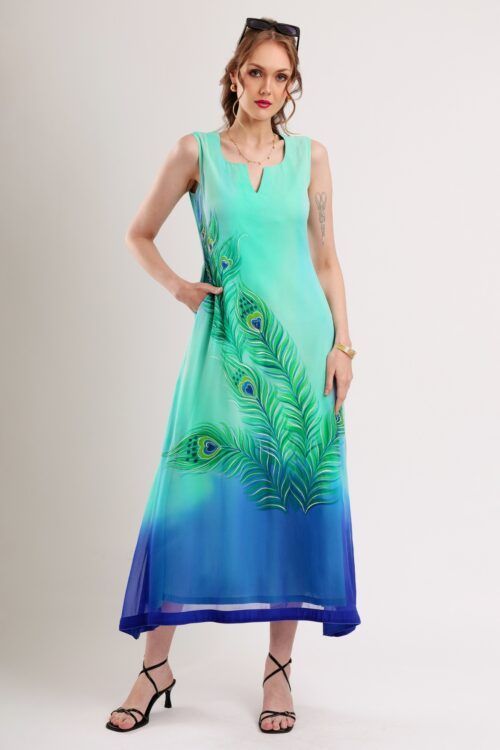 peacock feather formal dress WILLA dress Peacock Feather S
