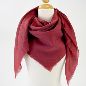 Ruby Red Scalloped Edge Cotton Scarf  Product Image