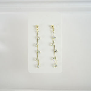  Gold Rhinestone Leaf Shaped Dangle Earrings Product Image