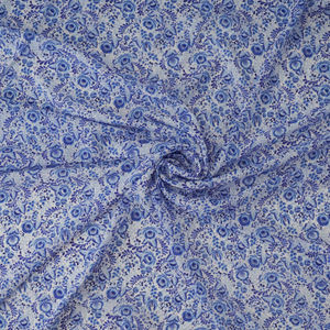 Royal Blue Gzhel Floral Fabric Product Image
