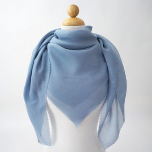 Dusty Blue Scalloped Edge Cotton Scarf Product Image