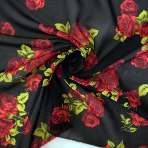 Black With Red Floral Chiffon Print Product Image