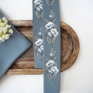 Ash Blue Embroidery Design 376 With Soft Gold Product Image