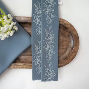 Ash Blue Embroidery Design 370 With Silver Product Image