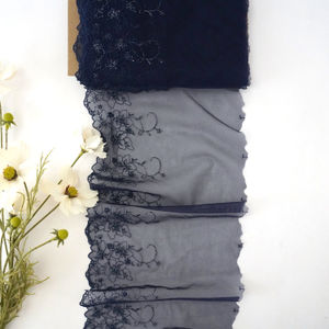 Navy Sheer Silver Lace Product Image