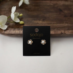 Gold Flower Stud Earrings Product Image