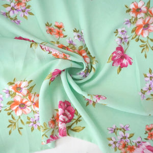 Dark Mint Floral Georgette Print Product Image
