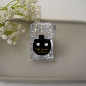 Gold Crystal Diamond Stud Earrings Product Image