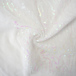 White Iridescent Sequin Specialty Fabric Product Image