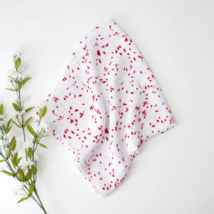 White With Red Accents Linen Look Church Scarf Product Image