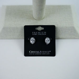 CZ Silver Oval Rhinestone Studs Product Image